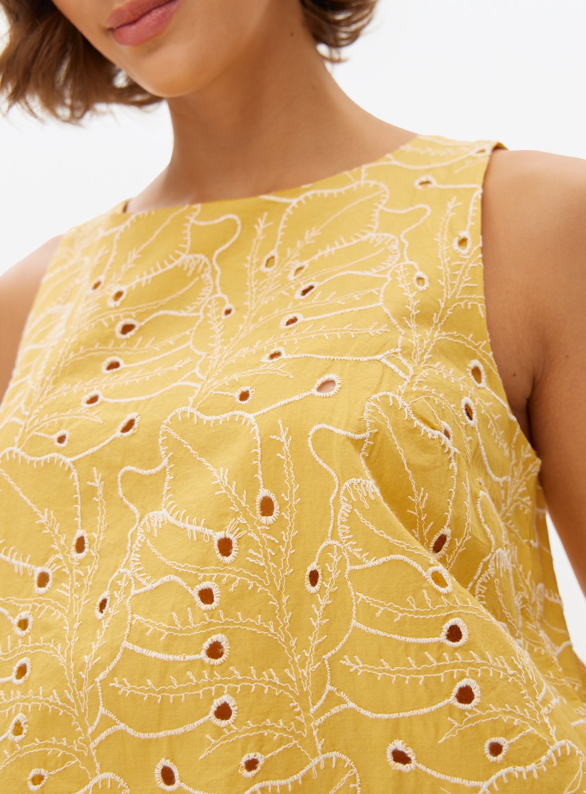 Yellow Broderie Sleeveless Co-ord Shell Top 18 - Image 3 thumbnail